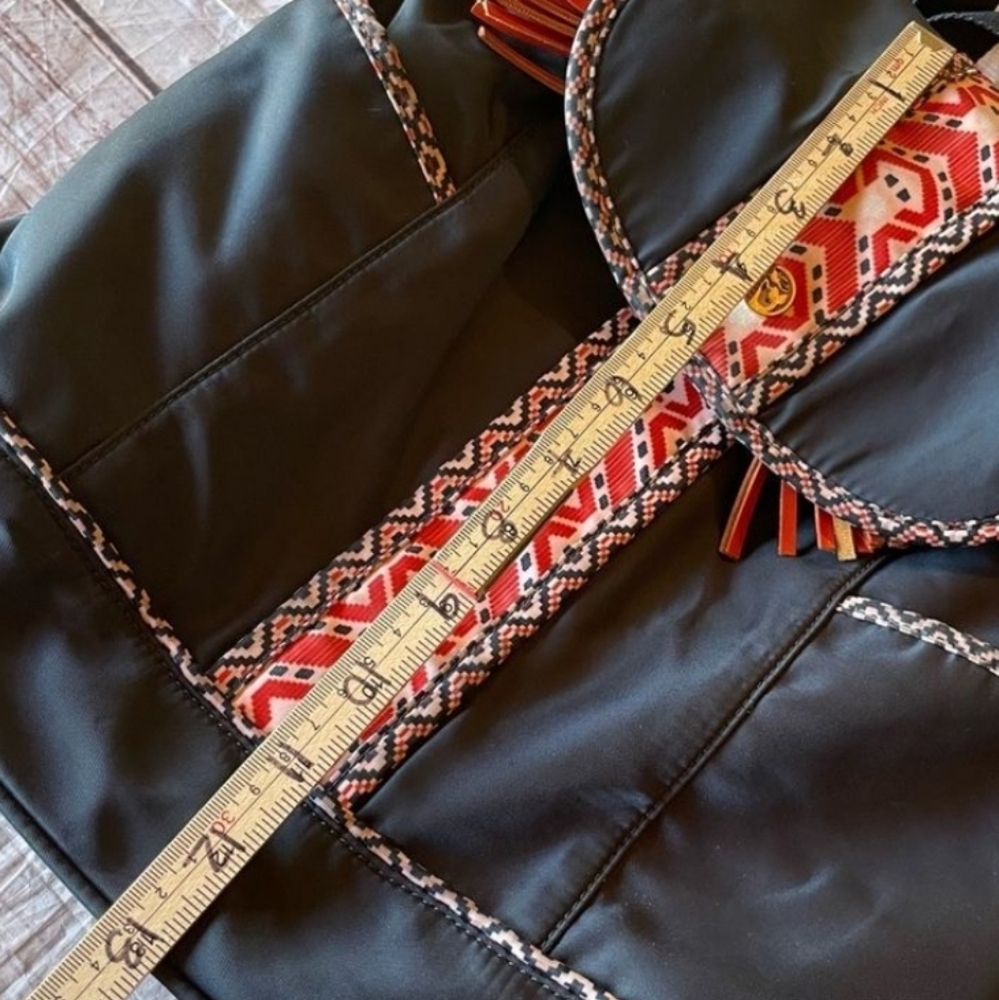 NWOT- SPARTINA 449 NAVY BLUE & CORAL HERRINGBONE TASSLE BACKPACK W/ADJUST STRAPS - Picture 10 of 10